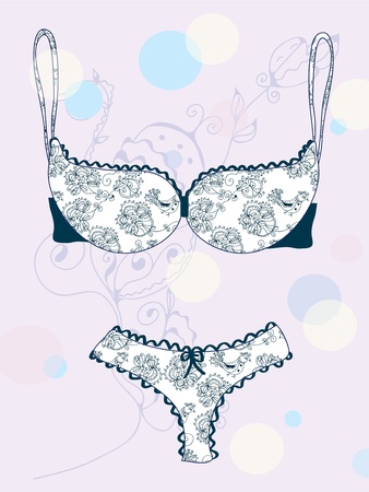 Lingerie card with floral patternのイラスト素材