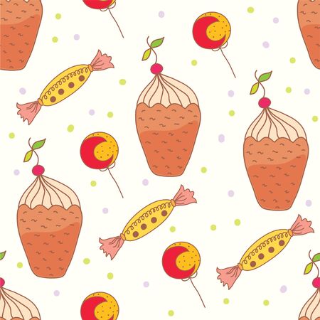 Seamless pattern with ice cream and sweetsのイラスト素材