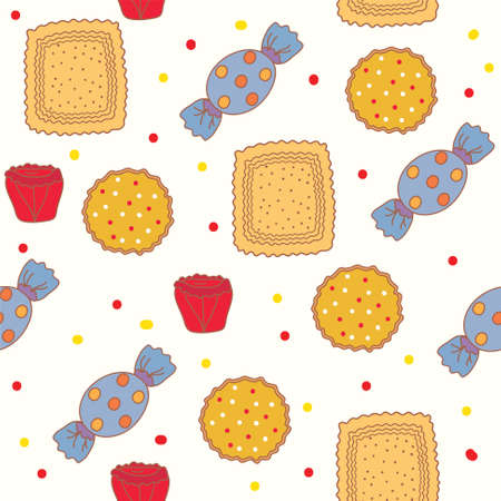 Seamless pattern with candies and cookiesのイラスト素材
