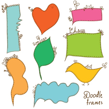 Doodle frames set bright cartoonのイラスト素材