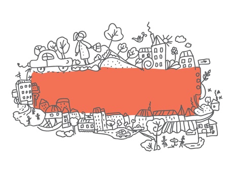 Frame city doodle design funny cartoonのイラスト素材
