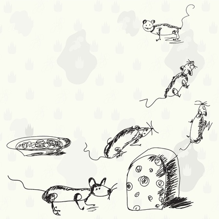 Funny mouses and cheese cartoonのイラスト素材