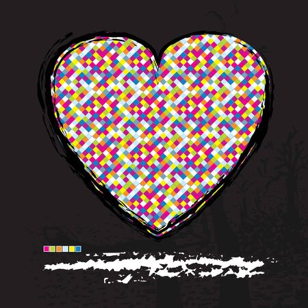 Heart modern design background with grunge elementsのイラスト素材