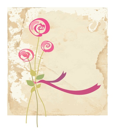 Greeting card with rose flower on paper backgroundのイラスト素材