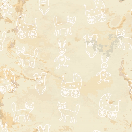 Baby seamless pattern on paper texture sketchのイラスト素材
