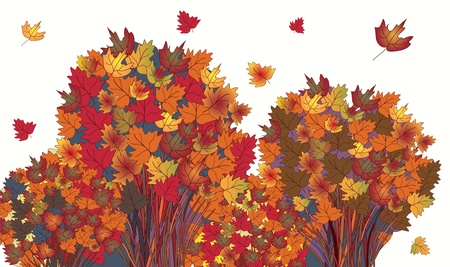 Banner with autumn maple trees and leavesのイラスト素材