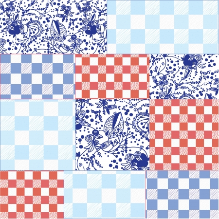 Seamless patchwork pattern delfts blue designのイラスト素材
