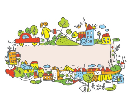 City frame for children cartoonのイラスト素材
