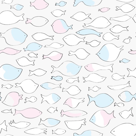 Abstract fishes seamless pattern hand drawn designのイラスト素材