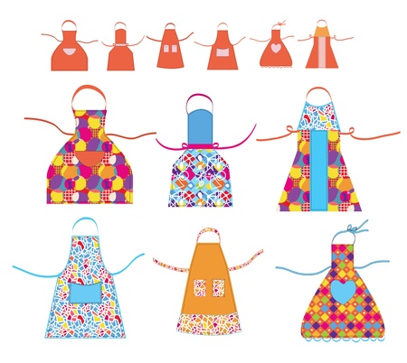 Aprons cooking set with patterns illustrationのイラスト素材