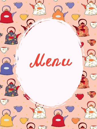 Tea and coffee menu template funny designのイラスト素材