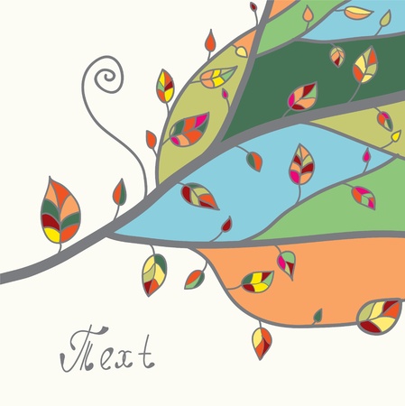 Autumn card with tree and leaves decorative designのイラスト素材