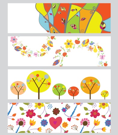 Autumn horizontal banners set funny designのイラスト素材