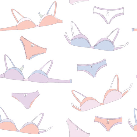 Underwear seamless pattern with bra and panties のイラスト素材