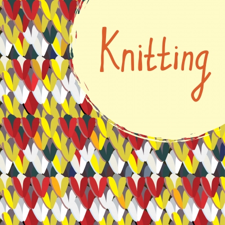 Knitting background with frame hand drawn designのイラスト素材