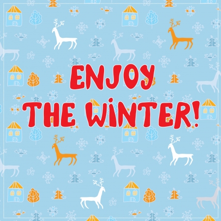 Enjow winter funny background design with patternのイラスト素材