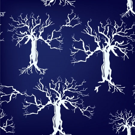 Trees silhoette seamless pattern on blue backgroundのイラスト素材