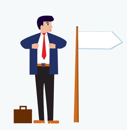 Businessman cartoon with banner funny designのイラスト素材