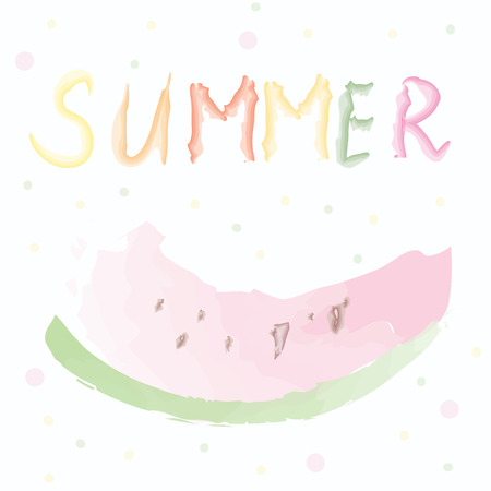 Summer card with watermelon - watercolor artistic designのイラスト素材