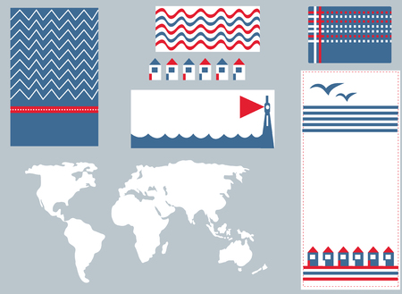Sea banner and infographic elements set cute designのイラスト素材