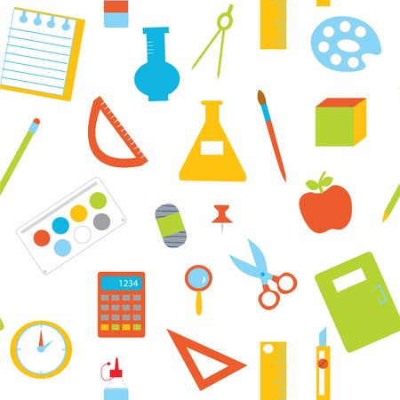 Seamless pattern with school items funny designのイラスト素材