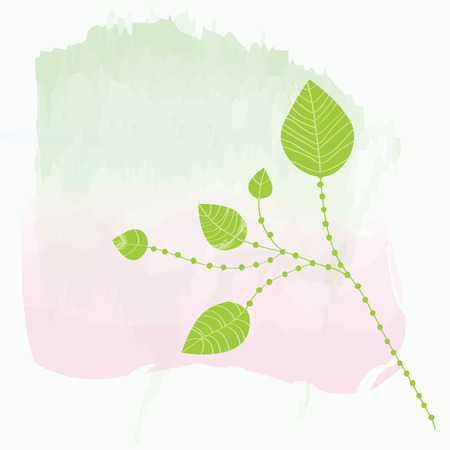 Background for card with watercolor splash and leavesのイラスト素材