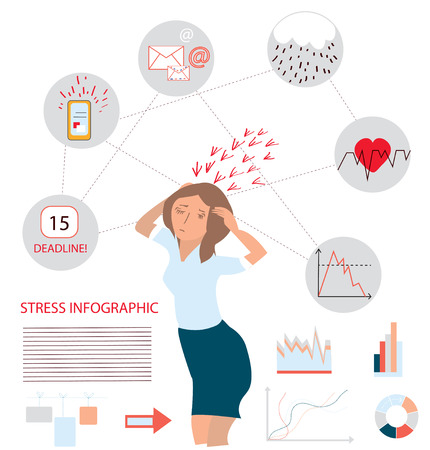 Stress infographic illustration with businesswomanのイラスト素材