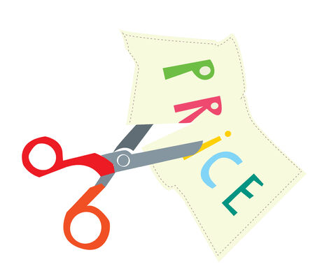 Price discount illustration with scissorsのイラスト素材