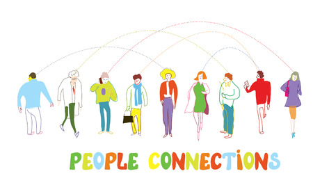 Business people concept - connection illustration or banner in cartoon styleのイラスト素材