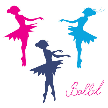 Ballerina silhoette set - posing girlsのイラスト素材