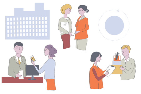 Business people at the office - work in groups illustrationのイラスト素材