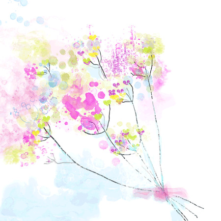 Floral watercolor abstract background for the card or invitation - cute designのイラスト素材