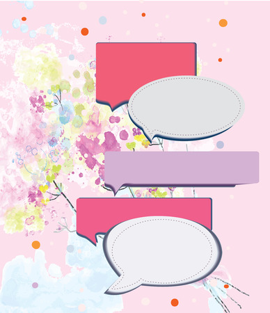 Speak frame on romantic floral background - watercolor styleのイラスト素材
