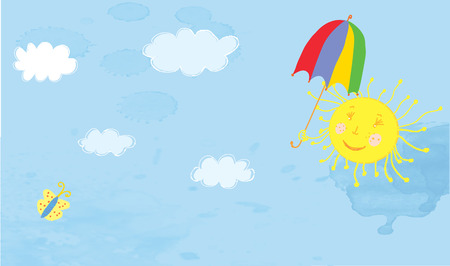 Sun and sky funny banner for kidsのイラスト素材