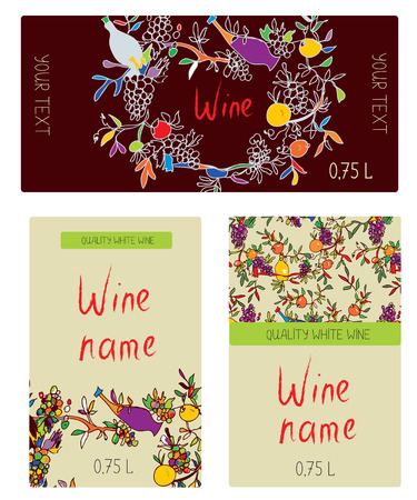 Wine labels  set - funny design with orangesのイラスト素材