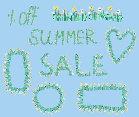 Summer sale design elements with flowersのイラスト素材