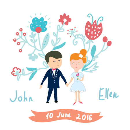 Wedding invitation funny card - cute designのイラスト素材