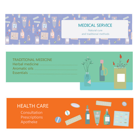 Medical banners for herbal and traditional medicine - vector illustrationのイラスト素材