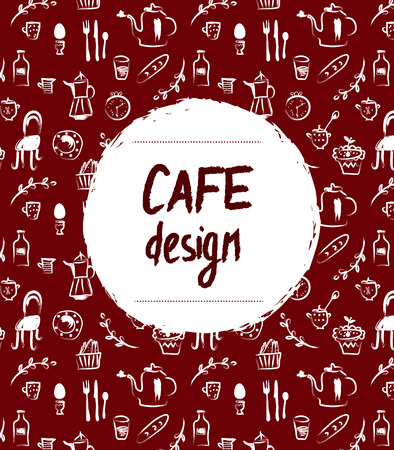 Cafe menu design in retro sketch style - illustrationのイラスト素材
