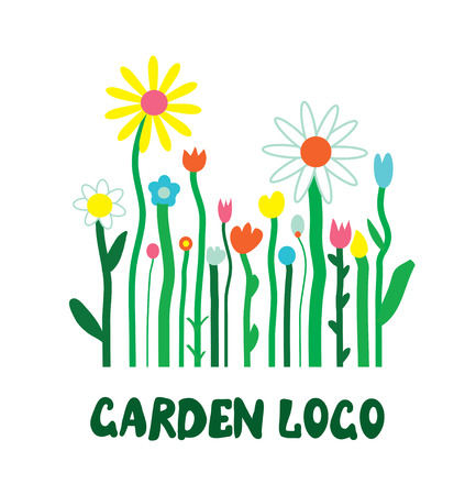 Garden icon with flowers - unusual simple designのイラスト素材