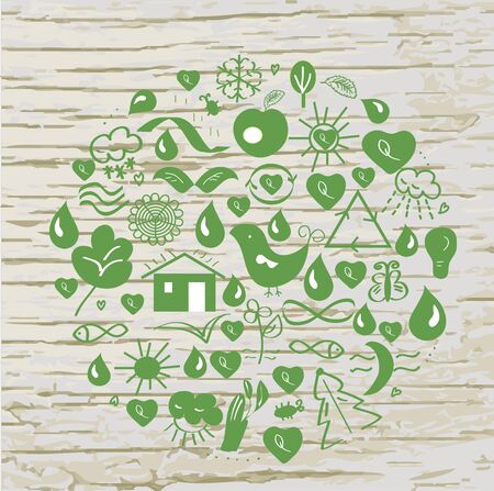 Ecological signs conceptual background - vector illustrationのイラスト素材