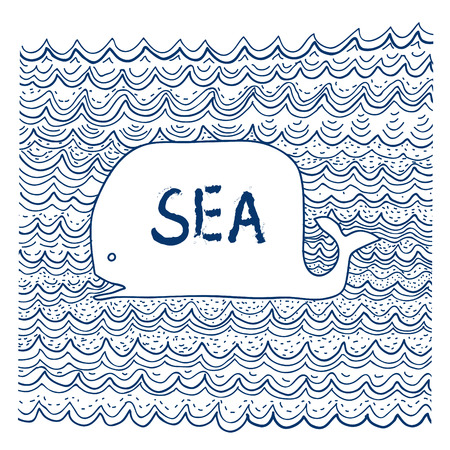 Whale background with frame - template for the card or banner with sea themeのイラスト素材