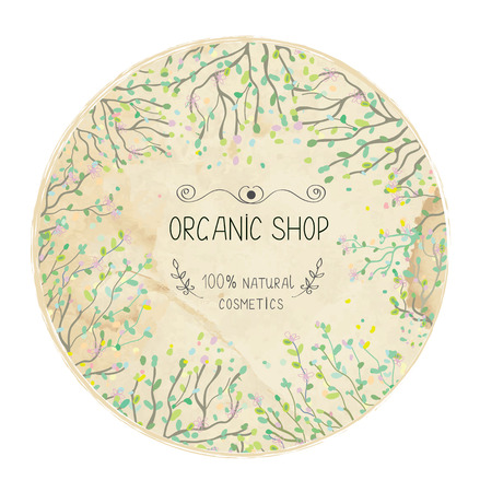 Eco shop natural label design with trees and leaves.のイラスト素材