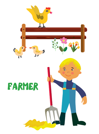 Farmer character cartoon, vector graphic illustrationのイラスト素材