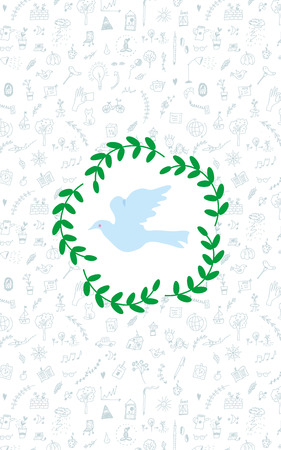 Peace day banner with dove and pattern background, vector graphic illustrationのイラスト素材