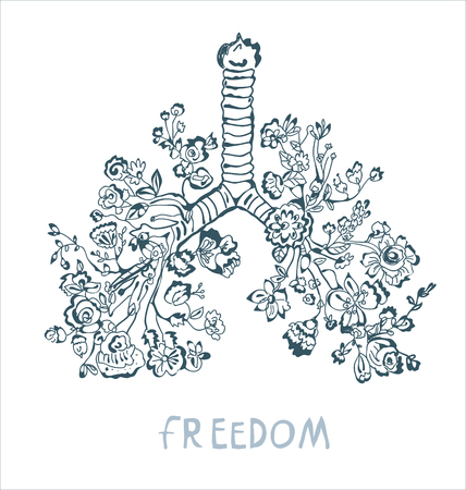 Lungs with flowers illustrationのイラスト素材