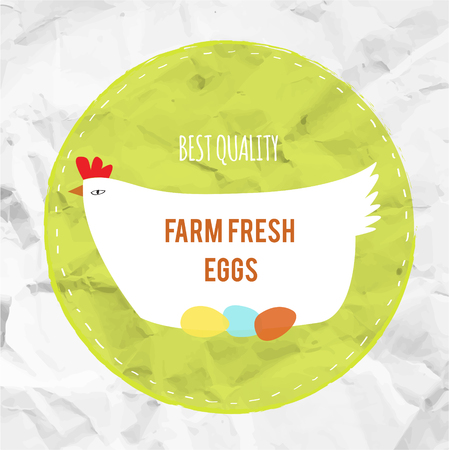Farm fress agg eco label with the hen, vector graphic illustrationのイラスト素材