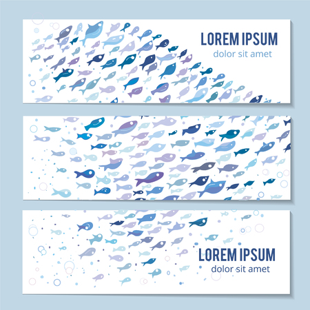 Banners with fishes for business presentation or web elements. Vector graphic illustrationのイラスト素材