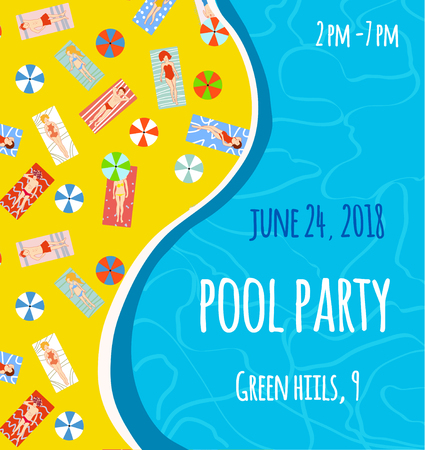 Pool patry banner or poster with bright design, vector graphic illustrationのイラスト素材