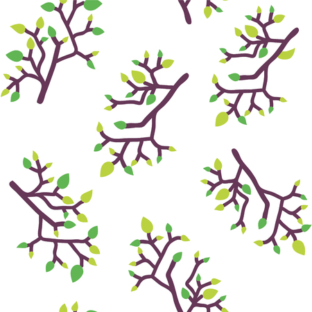 Seamless pattern with leaves and branches, simple eco designのイラスト素材